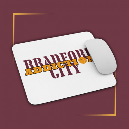 Mouse pad with design isnpired by Bradford City AFC with Text Bradford City Addiction