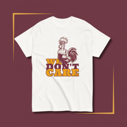 white t-shirt with text "we don't care" dedicated to Bradford City fans